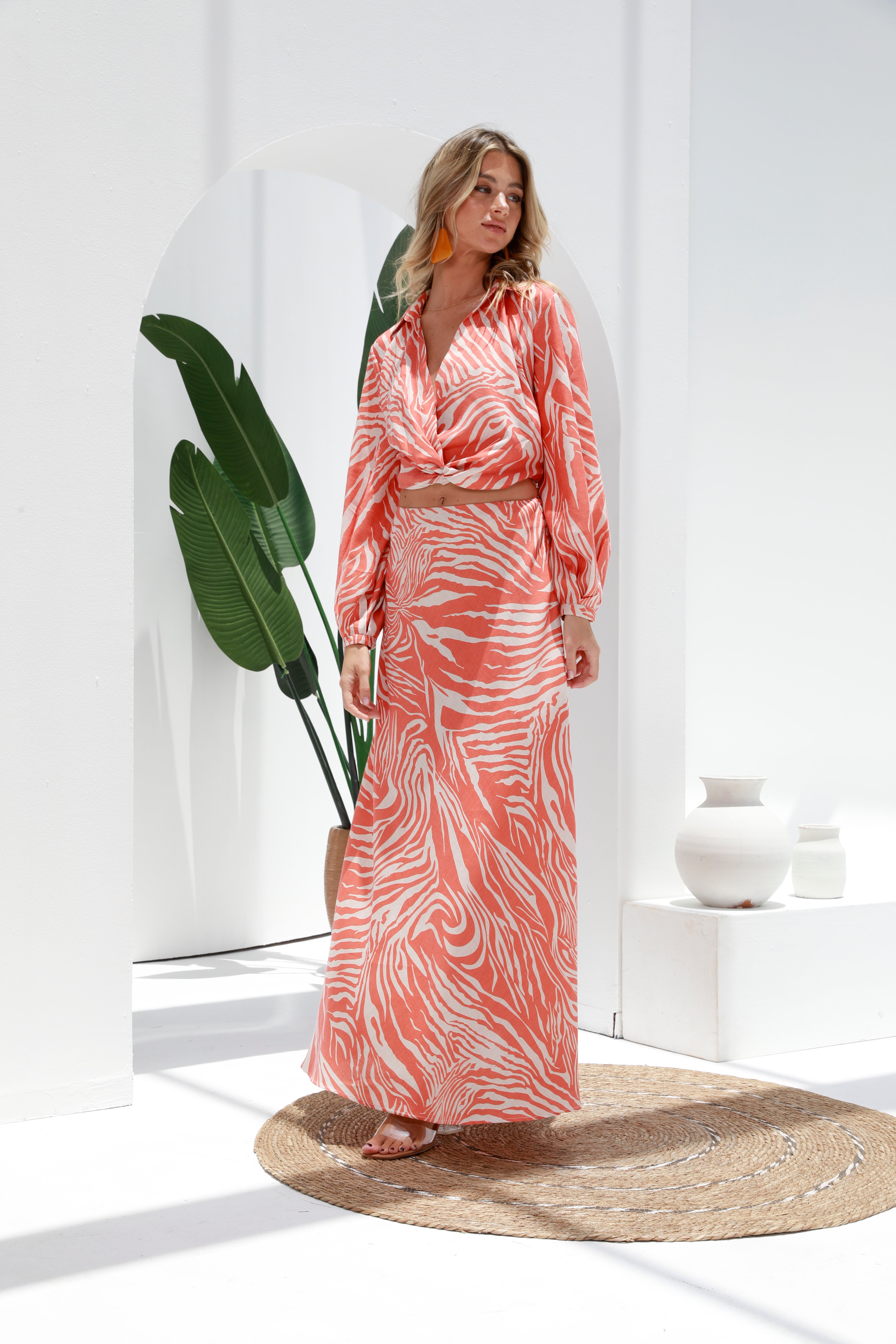 Orangered maxi skirt